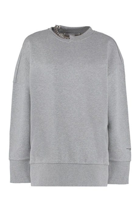 STELLA MCCARTNEY Women's Grey Cotton Sweatshirt with Decorative Chain Details