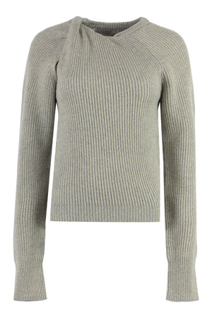 STELLA MCCARTNEY Grey Cashmere Blend Sweater with Front Cut-Out Detail for Women - FW23