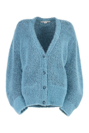 STELLA MCCARTNEY Feminine Light Blue Wool Blend Knit Cardigan for FW23