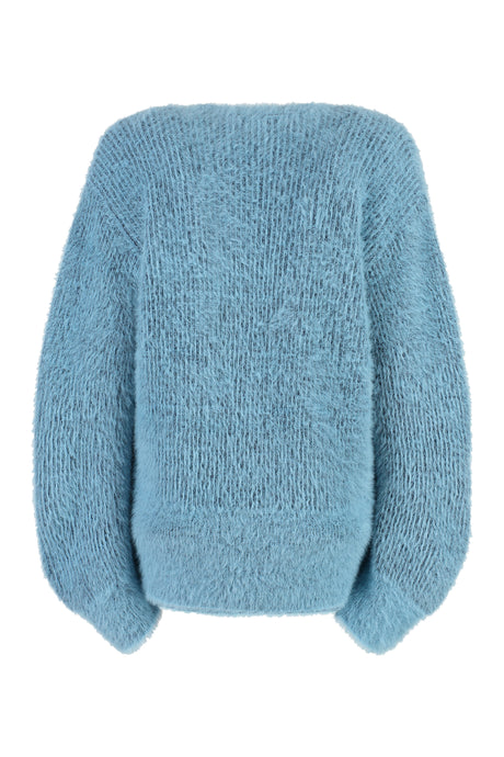 STELLA MCCARTNEY Feminine Light Blue Wool Blend Knit Cardigan for FW23