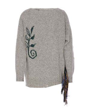 STELLA MCCARTNEY Art Embroidered Wool Sweater for Women in Grey, FW23 Collection