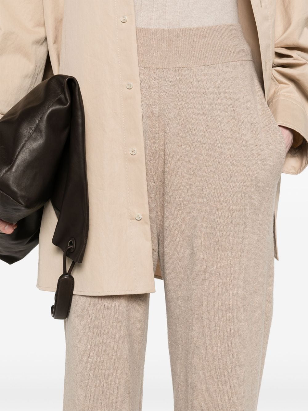 STELLA MCCARTNEY Luxurious Almond Beige Cashmere-Wool Knit Trousers