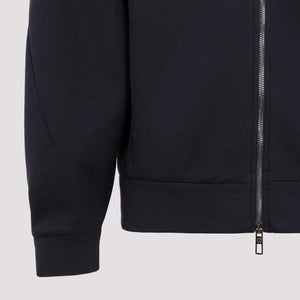 GIORGIO ARMANI Men's Blue Velvet Print Hoodie for FW23