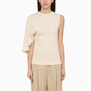 STELLA MCCARTNEY One-Shoulder Chalk-Colored Viscose Sweater for Women