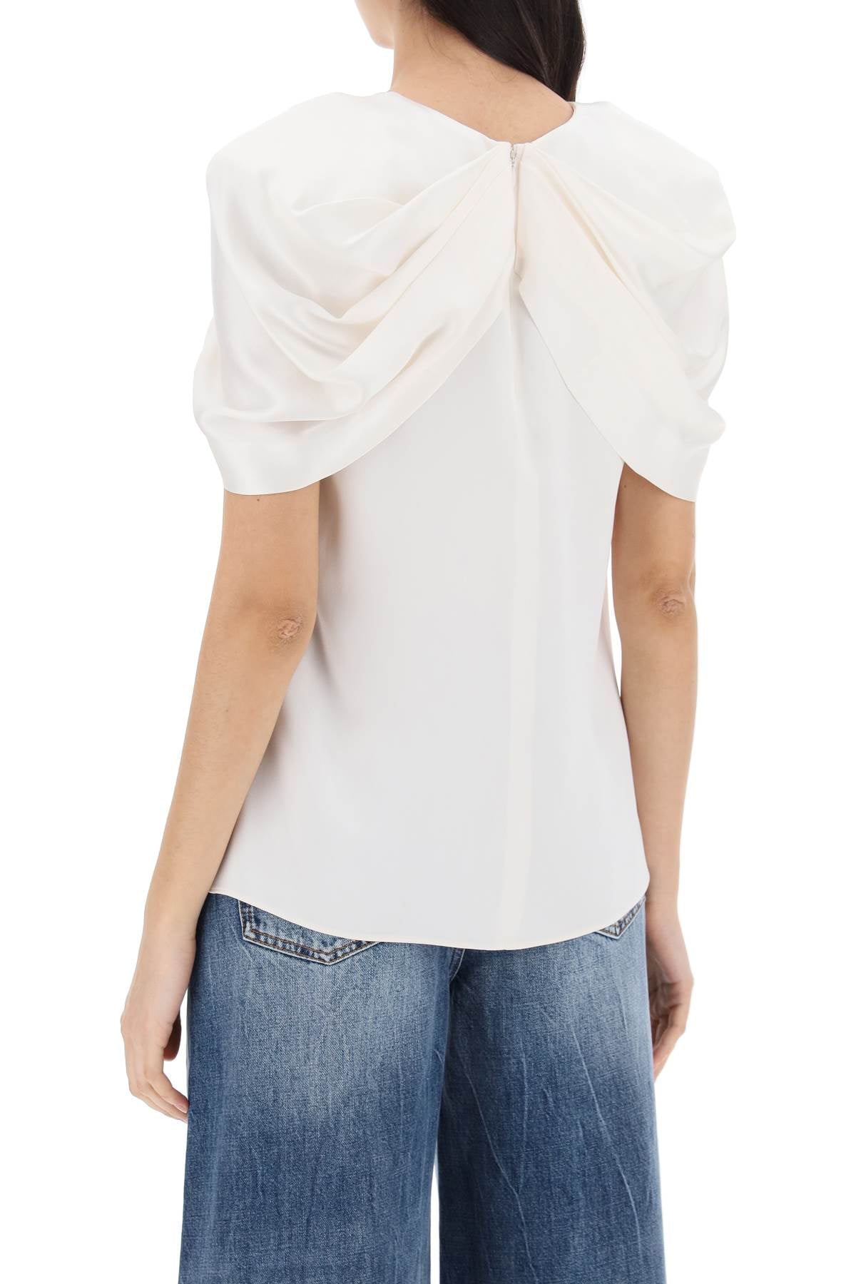 STELLA MCCARTNEY Satin Blouse with Petal Sleeves