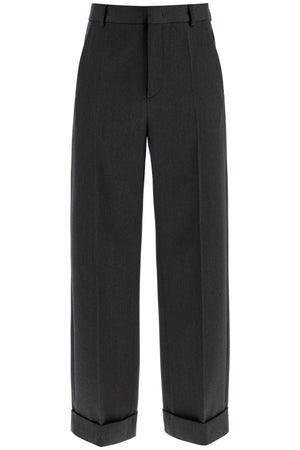 VALENTINO GARAVANI Turned Up Pure Virgin Wool Trousers for Men - Size 48