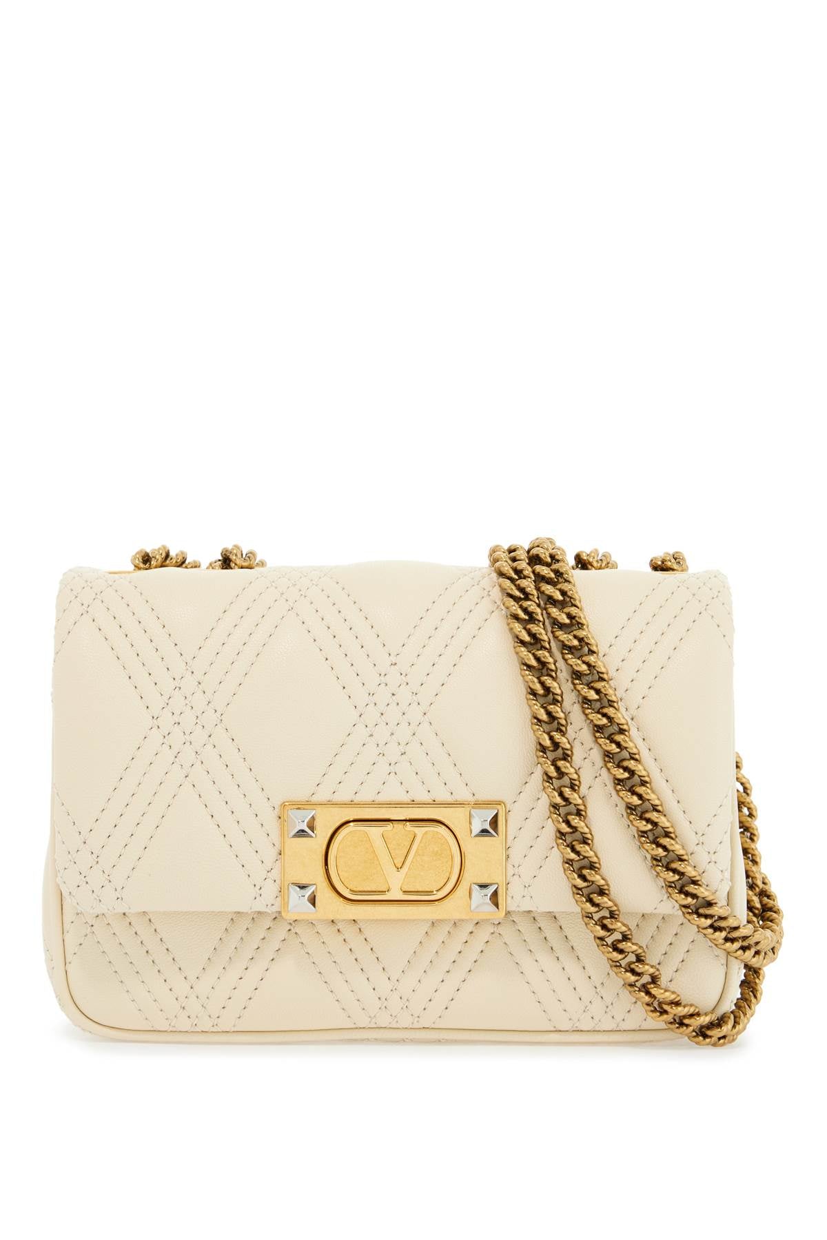 VALENTINO GARAVANI Mini Quilted Shoulder Handbag with Gold Chain