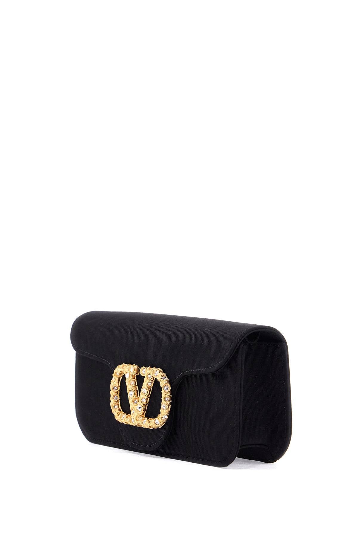 VALENTINO GARAVANI Mini Moire Fabric Clutch with Crystal Accent