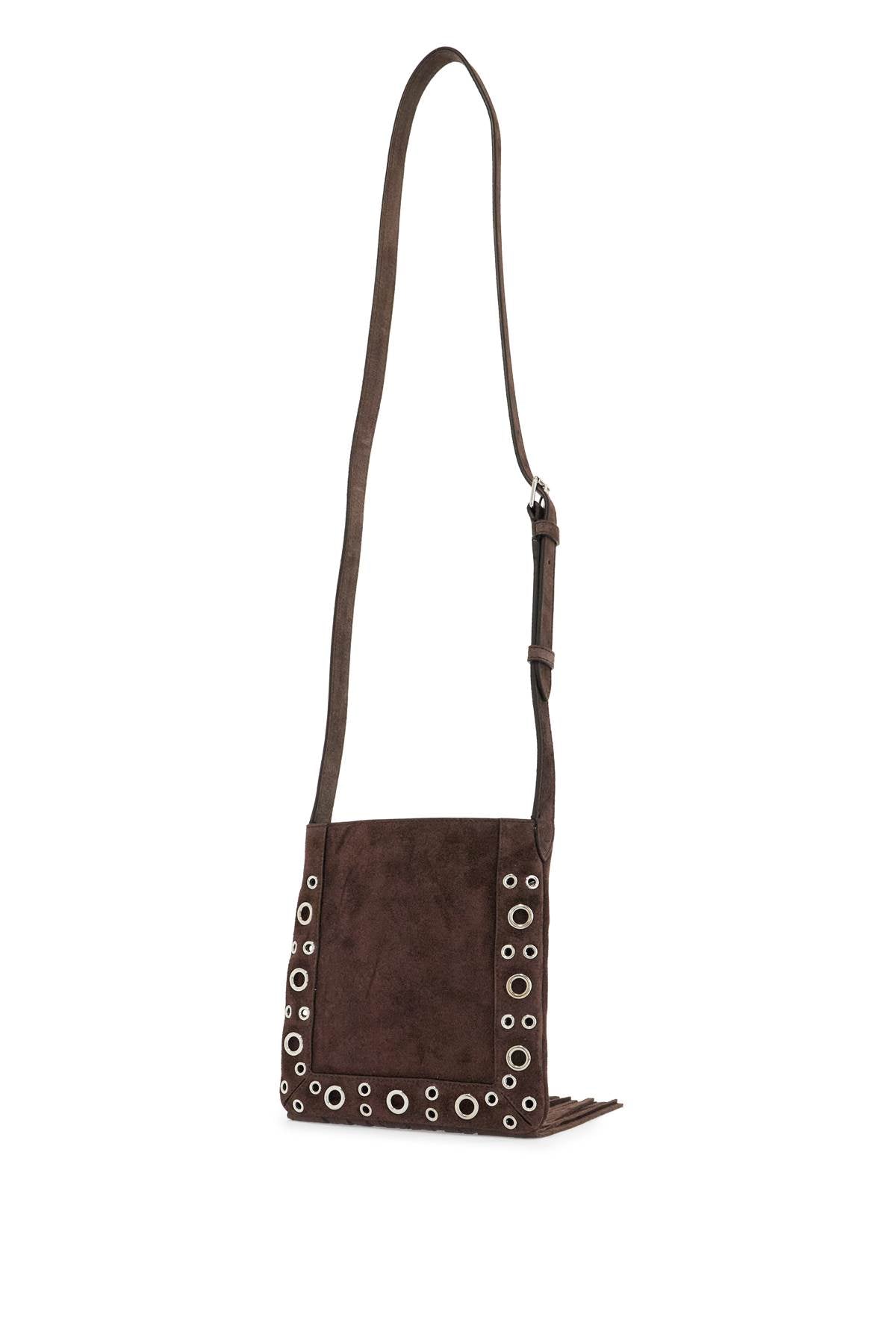 VALENTINO GARAVANI Mini Suede Crossbody Handbag with Studs and Fringe