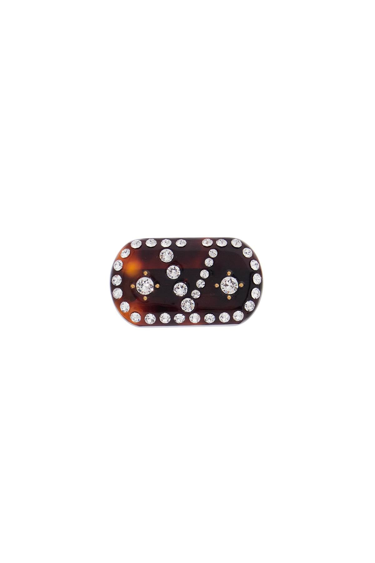 VALENTINO GARAVANI Elegant Tortoiseshell Hair Clip with Crystals and Gold Accents