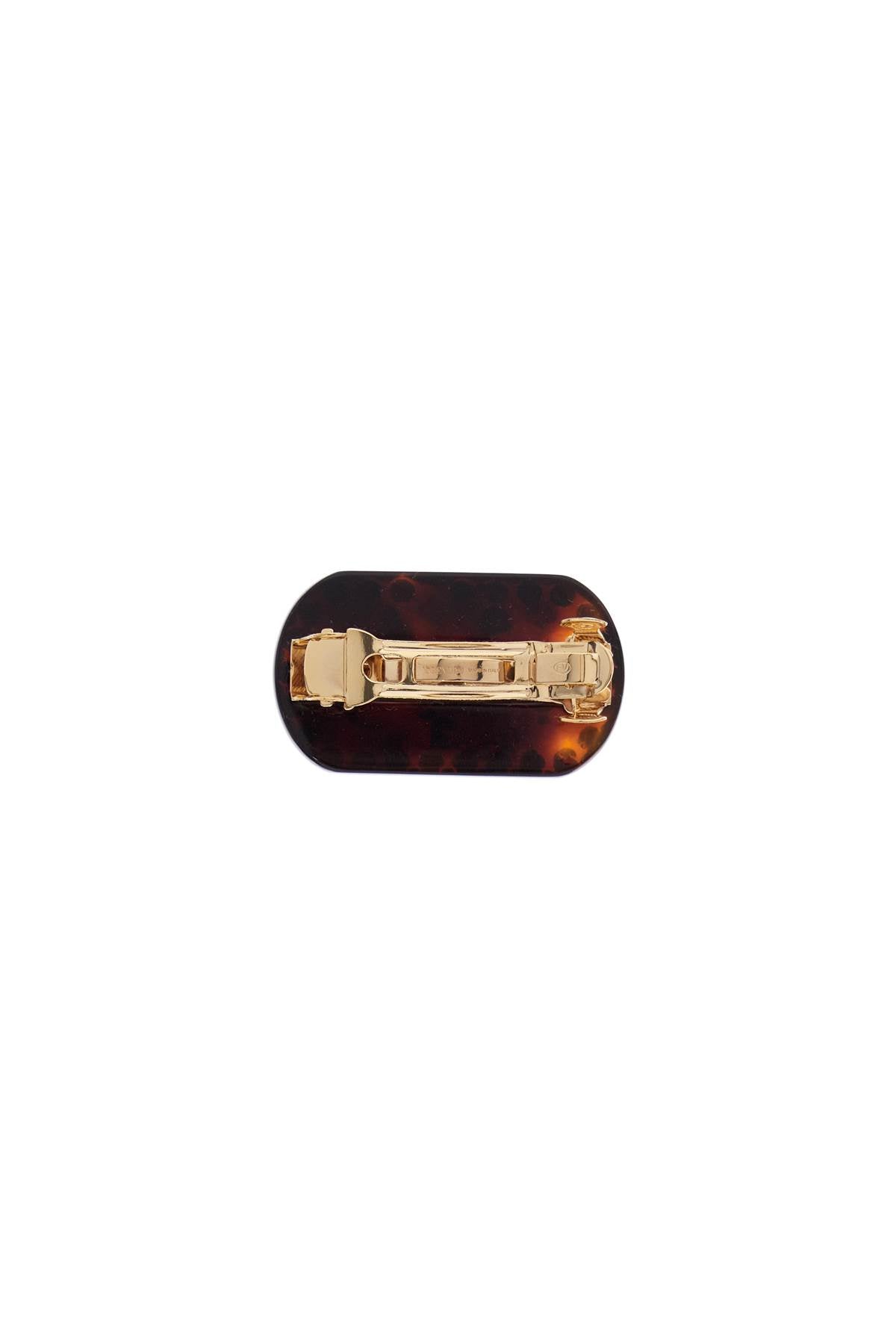 VALENTINO GARAVANI Elegant Tortoiseshell Hair Clip with Crystals and Gold Accents