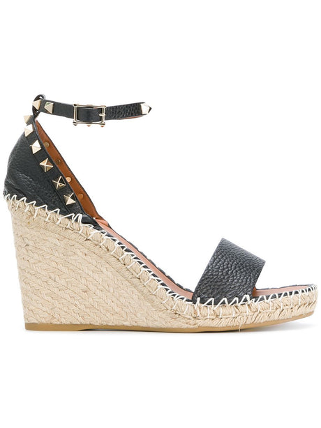 VALENTINO GARAVANI Esparto Wedge Sandals with Elegant Golden Accents