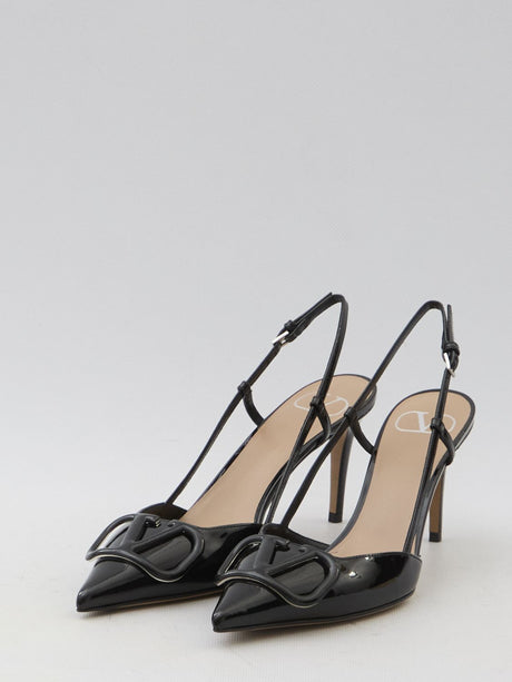 VALENTINO GARAVANI Signature Slingback Pumps with Adjustable Ankle Strap and Thin Heel