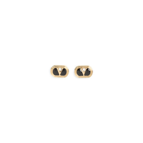 VALENTINO GARAVANI Mini Metallic Brass Oval Earrings for Men