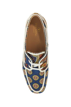 VALENTINO GARAVANI Men's Cotton Boat Shoes with Paisley Print