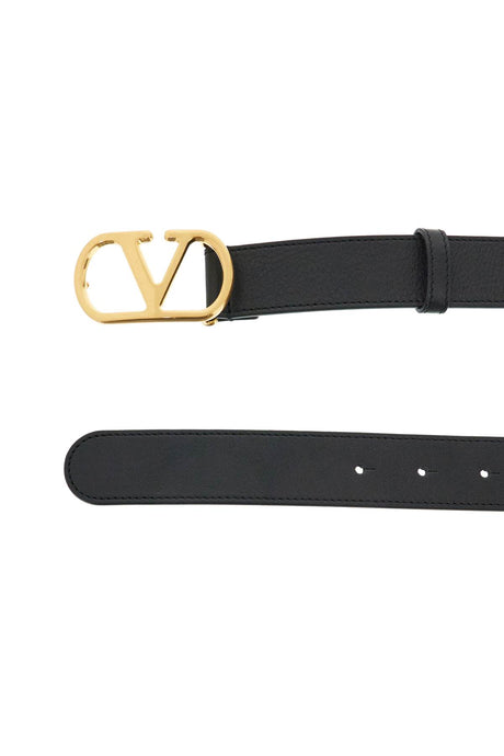 VALENTINO GARAVANI Elegant Leather Belt with Gold Buckle 30 MM