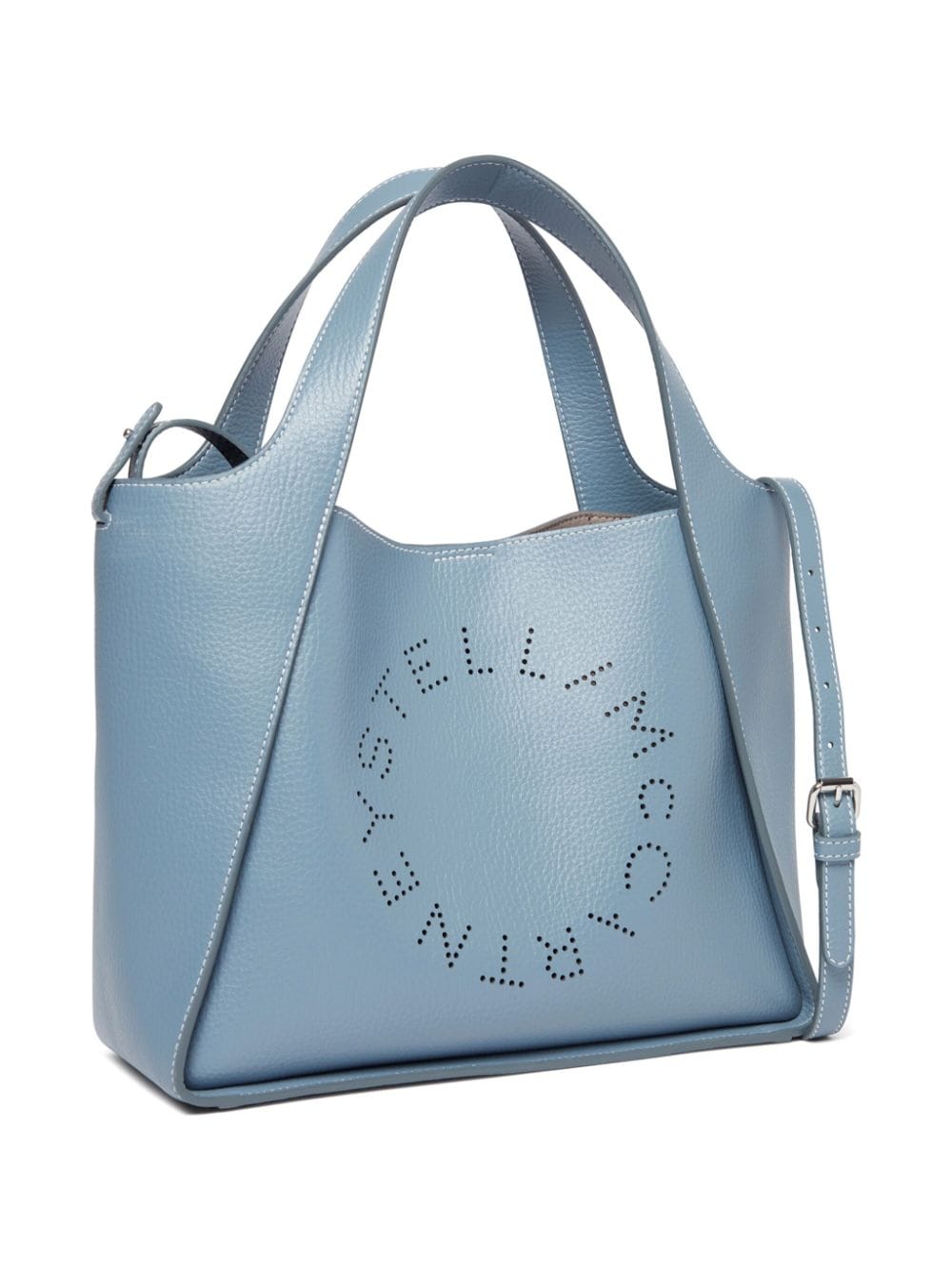 STELLA MCCARTNEY Sky Blue Logo Grained Shoulder Handbag for Women