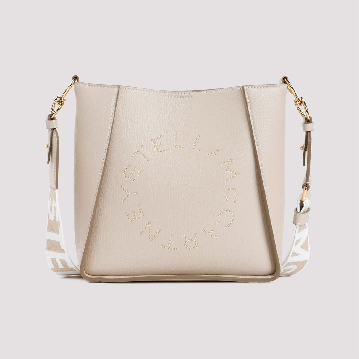 STELLA MCCARTNEY Beige Studded Logo Mini Crossbody Handbag for Women, 23cm