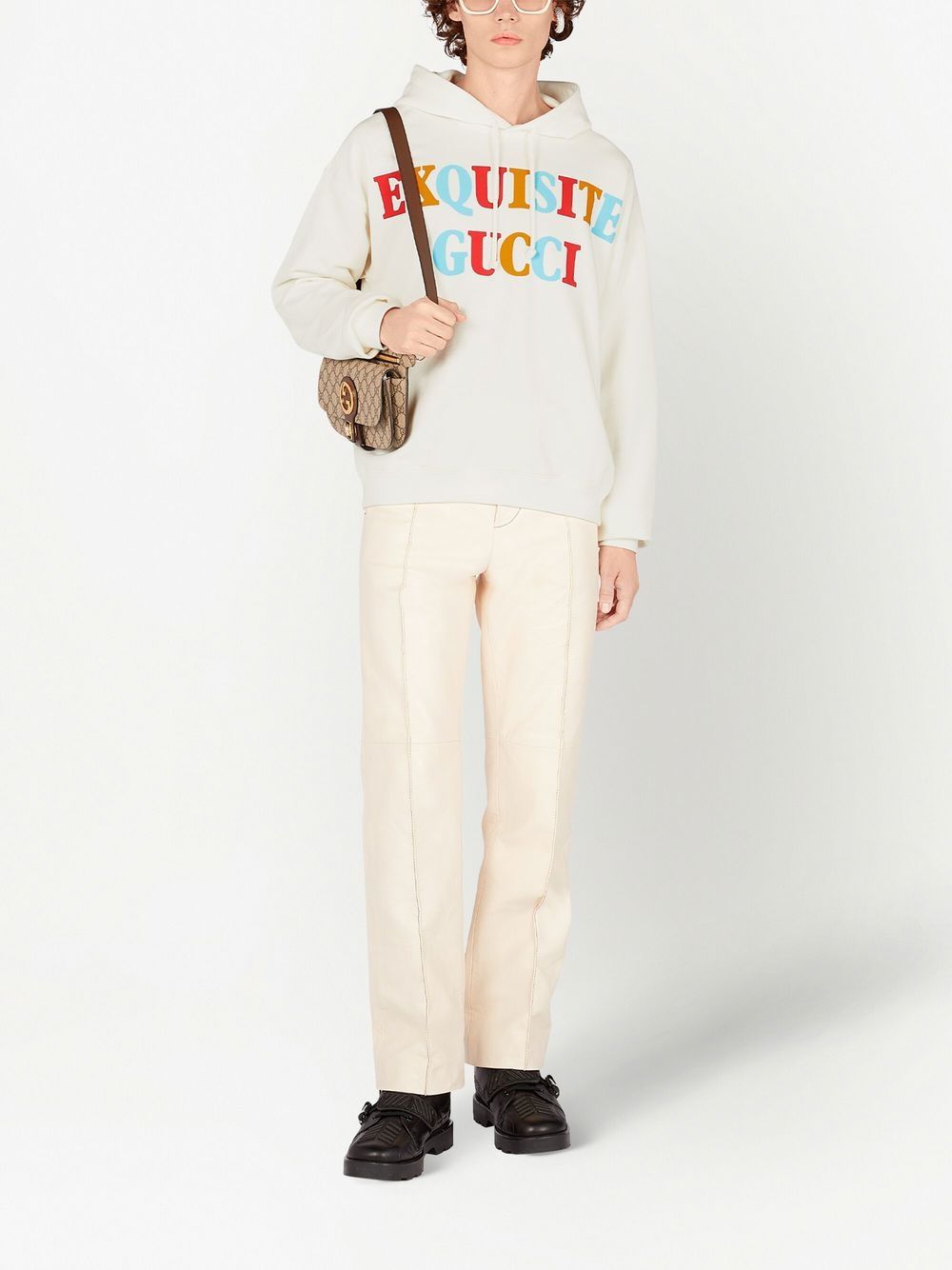 GUCCI Men's White Cotton Hoodie with Contrasting Color Print and Back Graphic - SS23 Collection