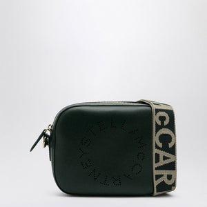 STELLA MCCARTNEY Dark Green Pine Eco-Leather Mini Crossbody Bag with Perforated Logo and Adjustable Strap