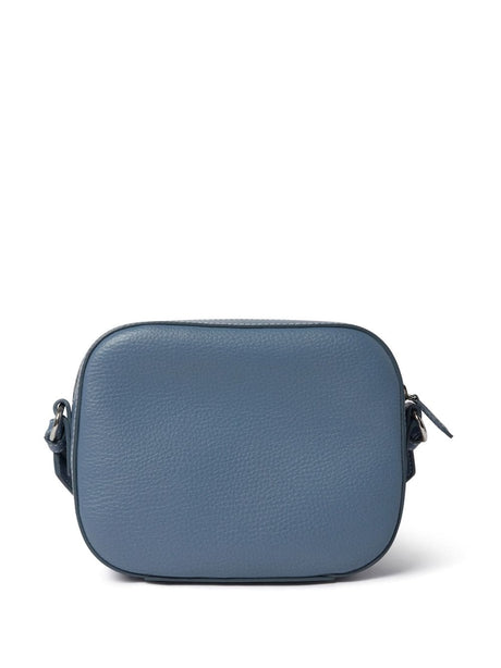 STELLA MCCARTNEY Sky Blue Mini Camera Crossbody Bag with Perforated Logo Detail