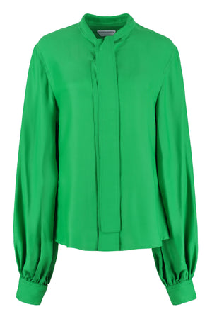 BOTTEGA VENETA Green Front Bow Blouse for Women - SS22 Collection