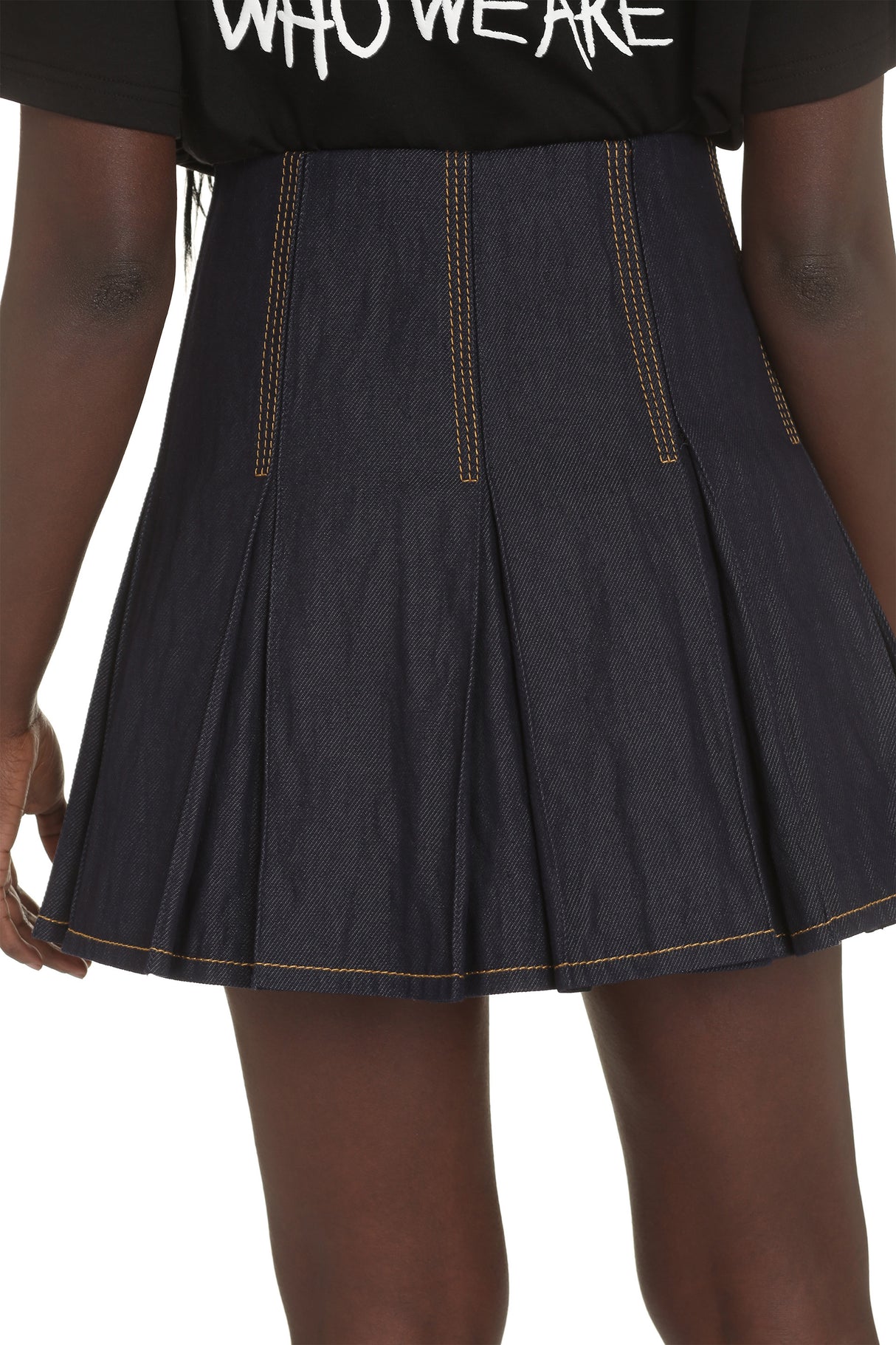 BOTTEGA VENETA Blue Denim Pleated Mini Skirt for Women from Salon 03 Collection