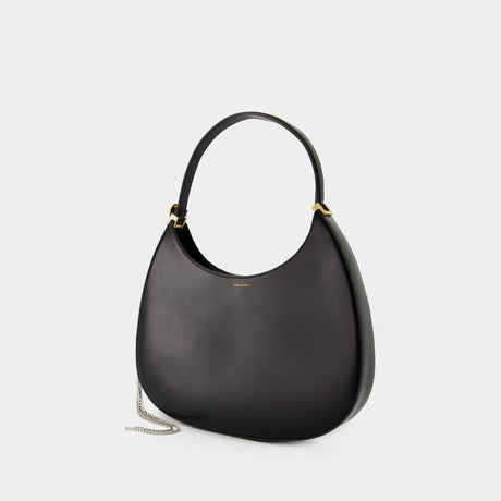 MAGDA BUTRYM Large Vesna Crystal Embellished Black Leather Hobo Handbag for Women FW23