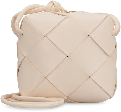 BOTTEGA VENETA Mini Pink Lambskin Intrecciato Crossbody Handbag with Knotted Strap, 5.7"x5.7"x3" - FW23