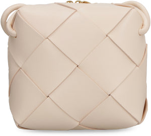 BOTTEGA VENETA Mini Cassette Pink Leather Camera Bag with Intrecciato Weave & Gold-Tone Hardware - 14cm x 14cm x 7cm