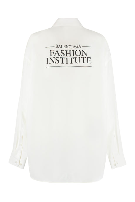 BALENCIAGA White Silk Shirt for Women - FW22 Collection