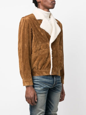 SAINT LAURENT Luxurious Double Breasted Shearling Jacket for Men