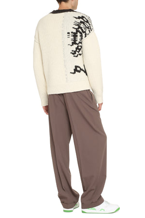 BOTTEGA VENETA Men's White Crew-Neck Wool Sweater for FW22