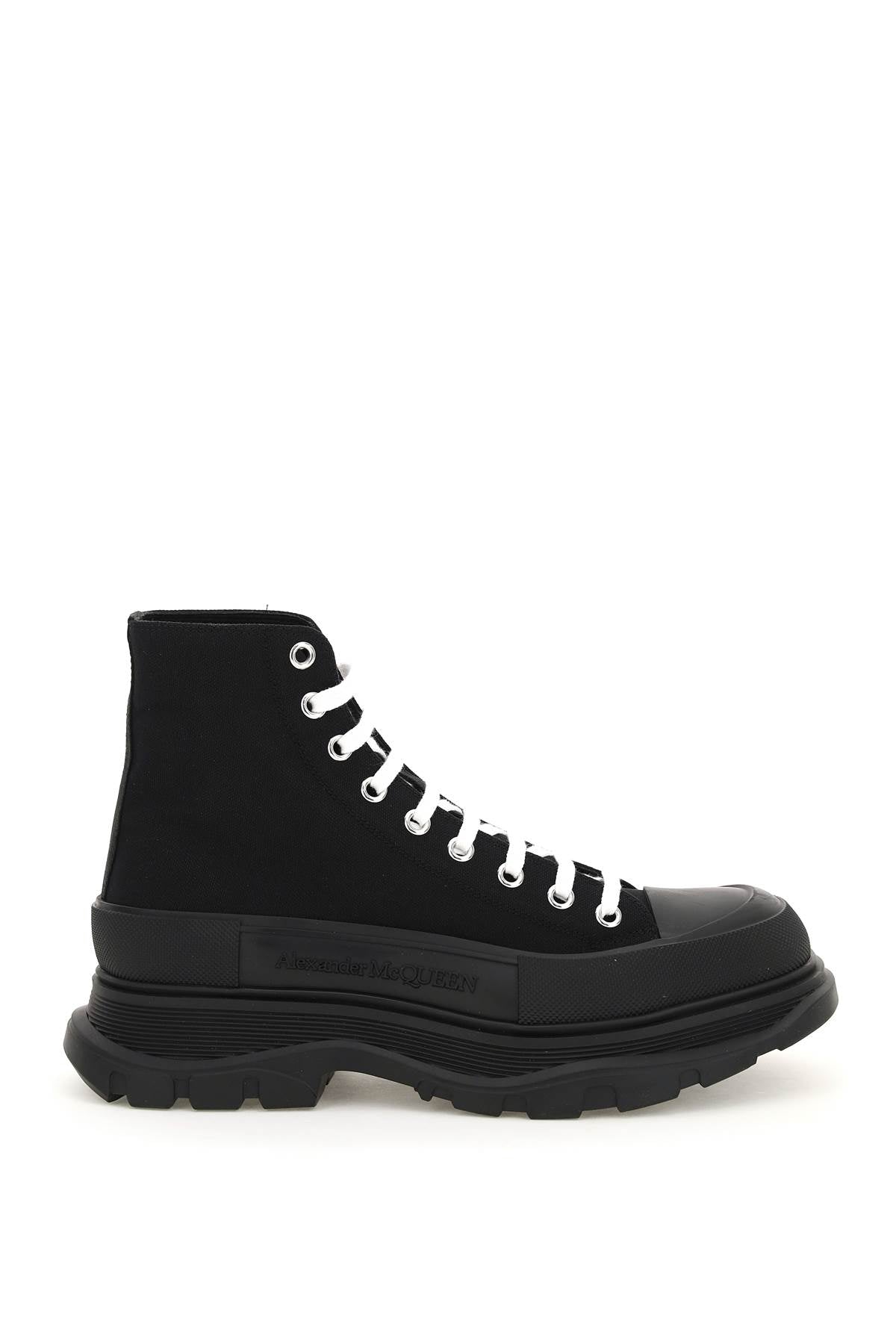 ALEXANDER MCQUEEN Men's Canvas Ankle Boots with Oversized Rubber Sole