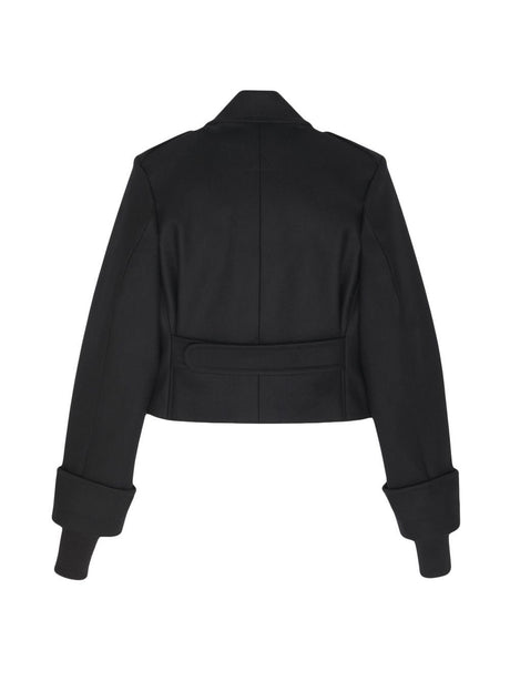 SAINT LAURENT Classic Black Wool and Silk Detachable Hood Jacket for Women