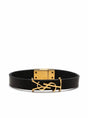 SAINT LAURENT Men's Nero Calfskin Leather Bracelet for FW23