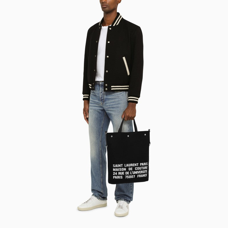 SAINT LAURENT Classic Black Canvas Tote Handbag for Men - FW23 Collection