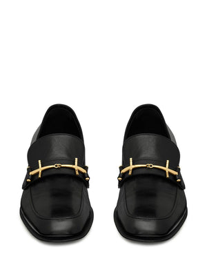 SAINT LAURENT Sophisticated Black Leather Slippers for Men