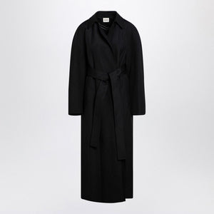 KHAITE Long Black Jacket with Matching Waist Belt