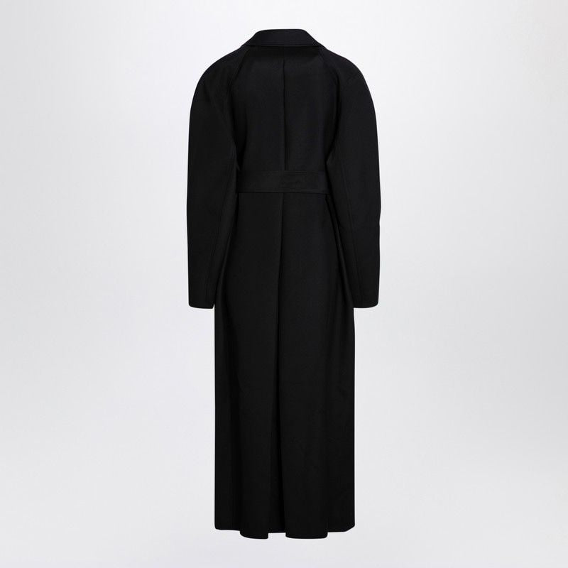 KHAITE Long Black Jacket with Matching Waist Belt