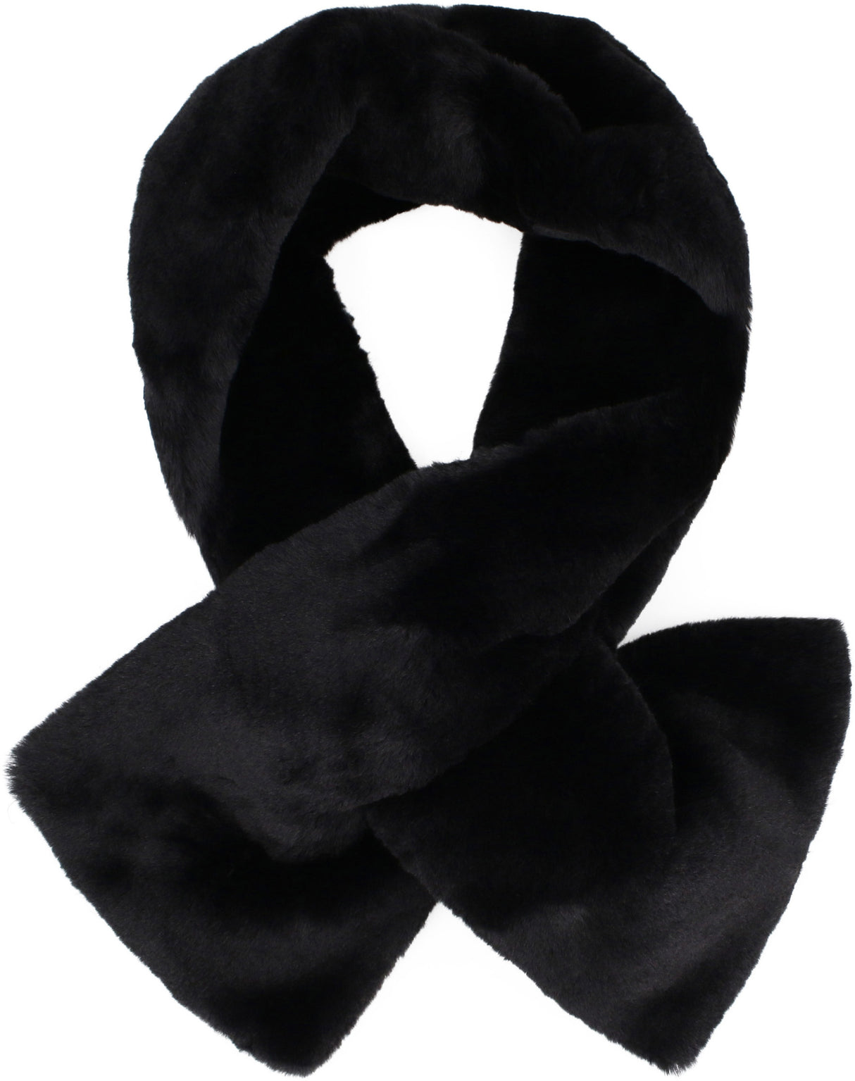 SAINT LAURENT Black Faux Fur Scarf for Women