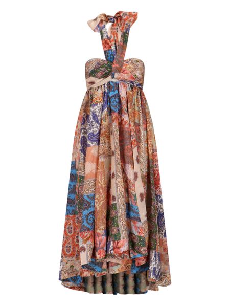 ZIMMERMANN Women's Multicoloured Silk Halter Maxi Dress for FW23