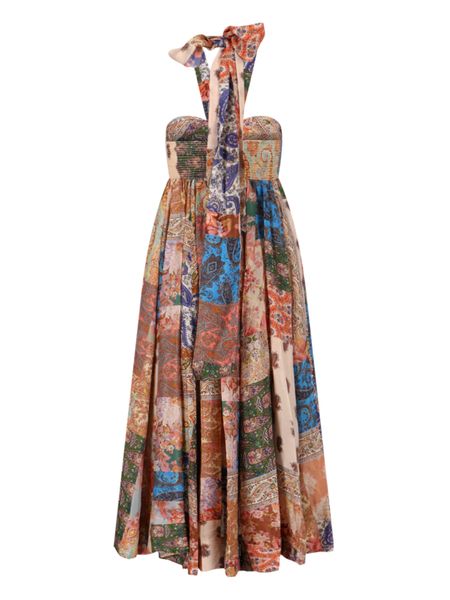 ZIMMERMANN Women's Multicoloured Silk Halter Maxi Dress for FW23