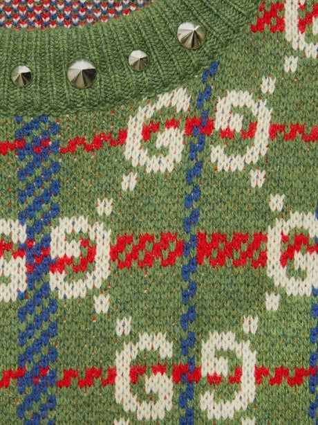GUCCI Men's SS23 Green Long Sleeve Wool Crewneck Sweater