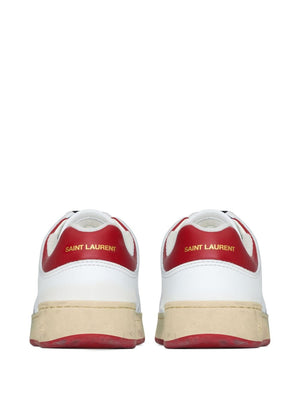 SAINT LAURENT White Leather Sneakers for Men - SS24 Collection