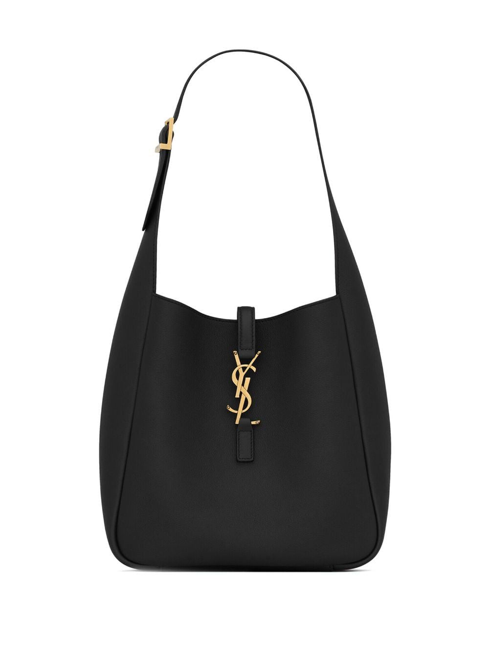 SAINT LAURENT Mini Black Grained Calfskin Handbag with Bronze-Tone Closure and Adjustable Top Handle - 23x22x8.5 cm