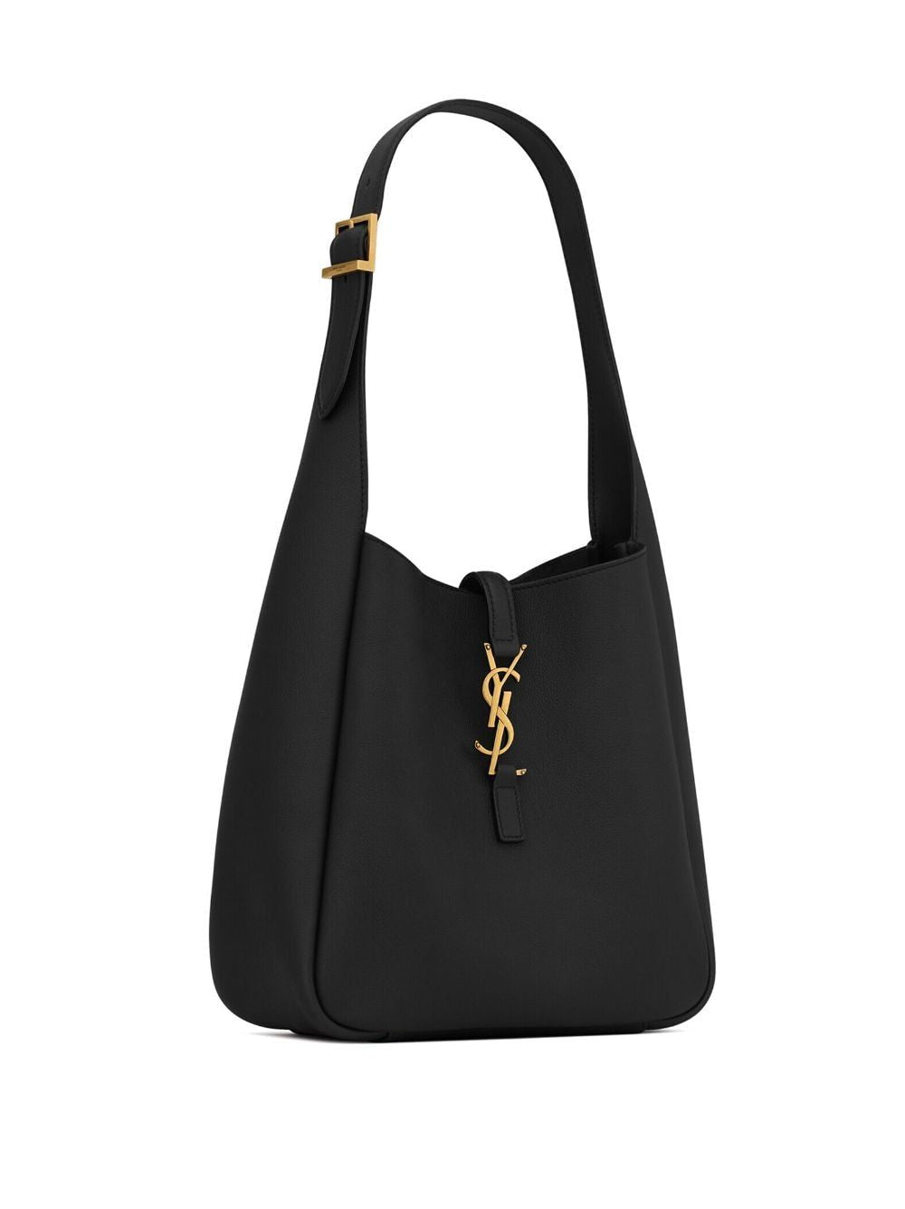 SAINT LAURENT Mini Black Grained Calfskin Handbag with Bronze-Tone Closure and Adjustable Top Handle - 23x22x8.5 cm