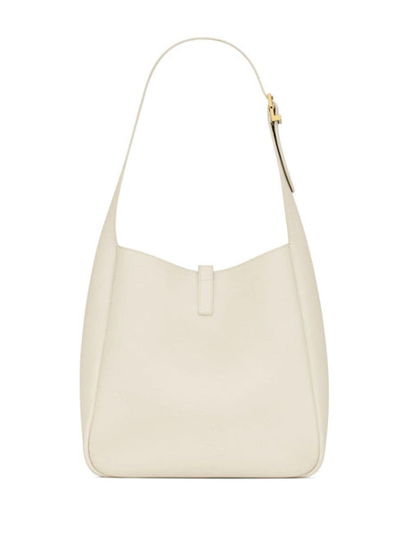 SAINT LAURENT Elegant White Grained Calfskin Mini Shoulder Bag with Bronze Cassandre Clasp - 23x22x8.5 cm