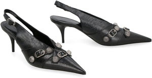 BALENCIAGA Sleek Black Leather Slingback Pumps - FW23