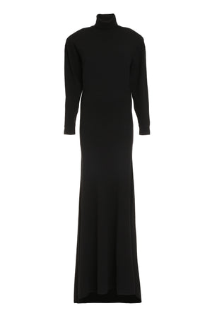 SAINT LAURENT Black Ribbed Cashmere Dress for Women - FW22 Collection